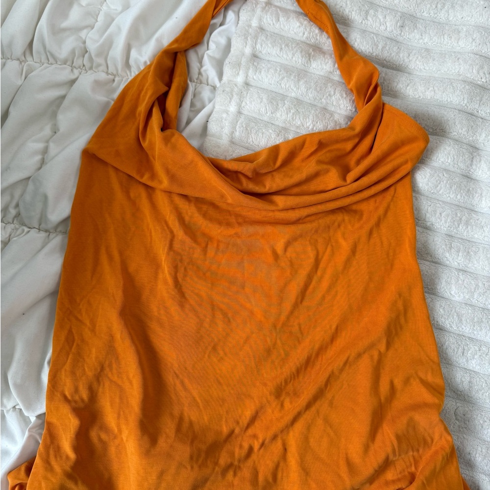 Express Orange Cowl-Neck Halter Camisole